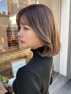 ヌード(NUDE) NUDEレイヤーボブタッセルボブ顔周りレイヤー切りっぱなしボブ