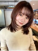 【あきら】ミディアムレイヤーカットハッシュカットブラウン