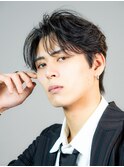 ビジネスメンズショートリクルート七三かき上げヘアツーブロック