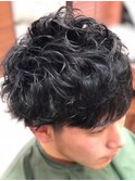 メンズ 爽やかツーブロックショート ソフトプードルパーマ