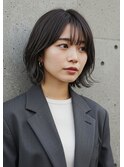 チャコールグレー/バタフライカット/小顔みせくびれヘア