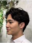 MEN’S HAIR/ブルーブラック/フェザーパーマ/ハイライト