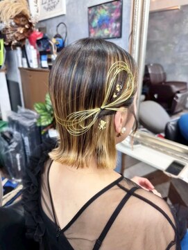 ラグズ 茅ヶ崎(LAGUZ) 【ヘアセット】　水引リボンと金箔×和風タイトヘアアレンジ
