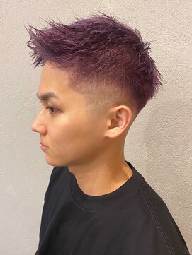 ビンゴ(BINGO) ba636ディープパープル刈り上げツーブロック束感ボブウルフ