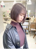 ラベンダーグレージュ　ミルクティーラベンダー　ボブ