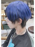 ブリーチデザインツートンカラー　ブルーカラー　ブラック