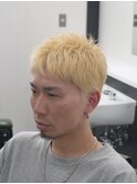 一宮ハイトーン×束感ナチュラルメンズショートブリーチデザイン