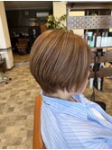 丸み大人可愛い小顔ショートボブ×立体感ハイライトベージュ