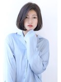 ローライトココアブラウン大人かわいいゆるふわシアーカラーボブ