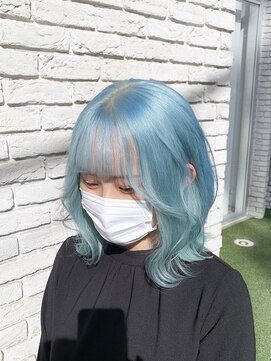 シンシェアサロン 原宿店(Qin shaire salon) ペールブルー 水色カラー テテ髪色