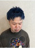 ネイビーブルー×スパイキーショート
