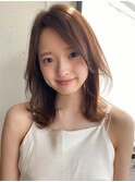 前髪 アンブレラカラー こなれミディ イメチェン ウェーブパーマ