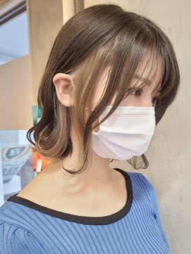 テクネ 天神大名(techne) 天神大名今泉ブリーチカラーインナーカラーイヤリングカラーボブ