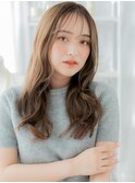 カーキグレージュ顔回りレイヤーこなれロングc6越谷20代30代40代