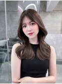 黒髪ボブルフネビージュ小顔ワンレン顔まわり韓国レイヤーカット