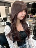 ココアブラウン 顔周りカット フルバング 前髪カット 髪質改善