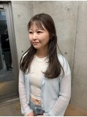 斜めバング/グレージュカラー/デザインカラー/シルキーベージュ