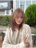 グラデーションカラーマッシュウルフミルクティーベージュ