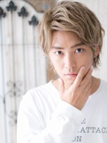 メンズヘア ビーセカンド 草加店(MENS HAIR B-2)&nbsp;波巻きパーマホワイトブロンド無造作カジュアルショートa草加