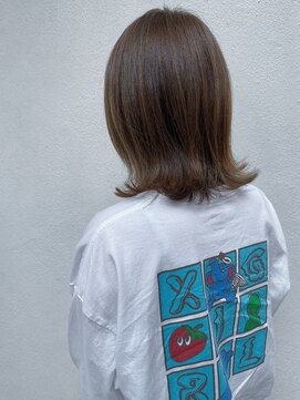 モルニ(MORNI) グレージュ_マロンベージュ Aラインボブ かきあげ