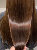 トローノ 栄(TRONO) 髪質改善縮毛矯正　酸性ストレート　明るめブラウン　艶髪