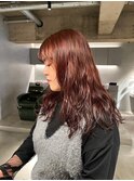 デザインカラーレイヤーカットウェットヘア夏オリーブベージュ