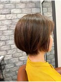 大人かわいいショートボブ【イルミナカラー】カーキグレージュ
