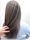 ハイライト セミロング ベージュ アッシュ 20代 30代
