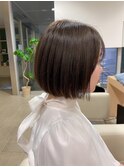 小顔見せショートベージュカラーブリーチしない透明感カラー