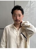 無造作アップバング×テーパーフェード