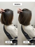 脱白髪染めボブ/白髪ぼかしハイライト