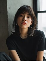 ロッソ 大橋店(Rosso) 暗髪のナチュラル外ハネミディ【大橋】