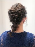 後れ毛くるりんぱ編み込み結婚式二次会ヘアアレンジアップ☆