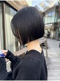 黒髪/ボブウルフ/ネビージュ/小顔/ワンレン/髪質改善/前髪