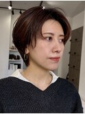 前下がりショート・ボブ/絶壁解消/前髪あり/30代/40代/50代