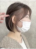 渋谷インナーカラーショートボブケアブリーチダブルカラー前髪◆