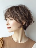 大人ショート 白髪ぼかし 白髪染め ハイライト 40代50代60代