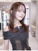 ミディアムレイヤー/大人可愛い/髪質改善/シースルーバング