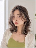 ロングレイヤー ベージュカラー ショートボブ 切りっぱなし