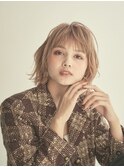 マロンベージュ/Aラインボブ/かきあげ/インナーカラー[新宿駅]
