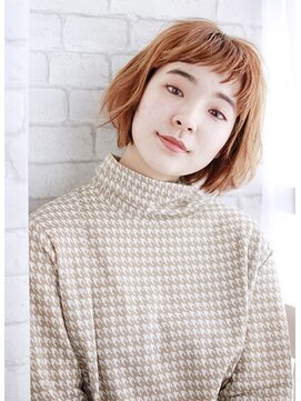 アーク(ARC+) 短め前髪ボブ×オレンジカラー【代官山】