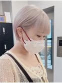 ba2048ホワイトベージュハイトーンカラー横顔美人韓国ヘアーボブ