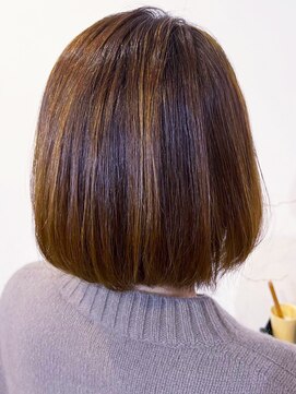 レポヘアー(Repos hair) 20代30代40代ミディアムボブハイライト立体感ブラウン透明感