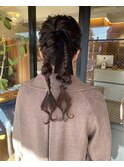 お呼ばれアレンジ×ポニーテールツインアレンジ