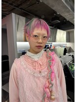 レコ 渋谷(LECO) ピンク×ミントグリーンのシャギーショート