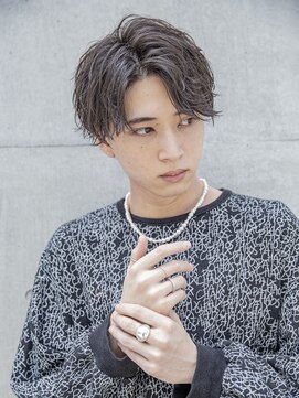 シティ(CITY) フェザーパーマブルーブラックサーフカールスパイキーショート