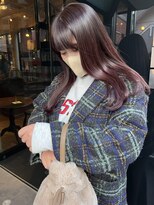 アンド グラフ(& Graph.)&nbsp;ピンクブラウン艶カラーブリーチなしカラー顔周りカット