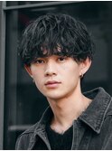 メンズシースルーマッシュニュアンスパーマシャドウパーマテテ風