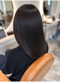ミディアム 黒髪 髪質改善 ストレート 縮毛矯正 艶髪 20代