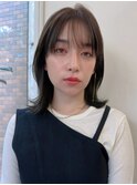 大人可愛い20代30代40代外はねミディ×グレイアッシュ